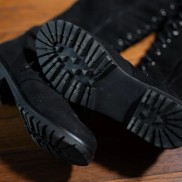 Faux Suede Over the Knee Boots - Picture 3 of 4